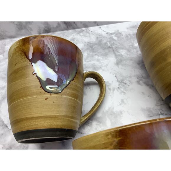 Sango Splash Brown Drip Glaze Coffee Mug - Set of Four - Excellent Condition - Picture 6 of 6